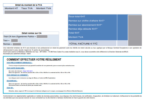 Facture d'eau professionnels